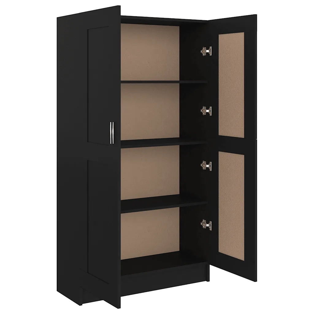 Libreria Nera 82,5x30,5x150 cm in Legno Multistrato 802724