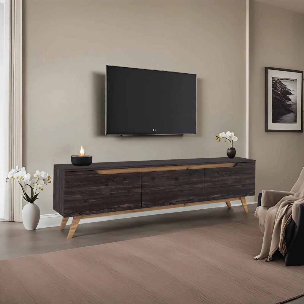 Porta TV in legno "Digi" - 180 x 35 x 48 cm - Nero
