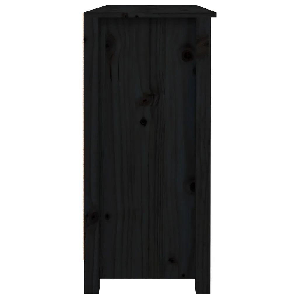 Credenza Nera 100x35x74,5 cm in Legno Massello di Pino 814553