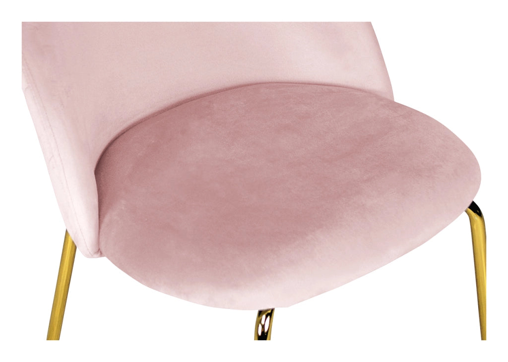 Set di 2 sedie da pranzo imbottite in velluto rosa piede oro - Nicole - SD19NIG