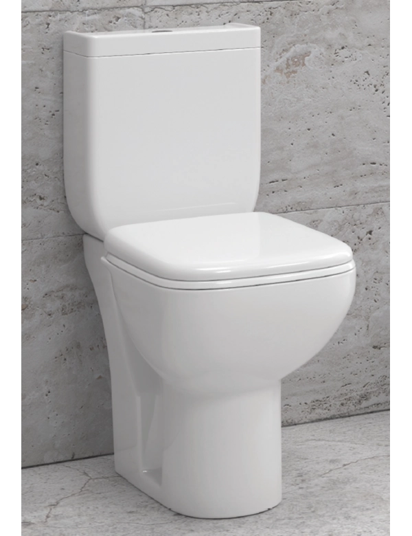 Pacchetto WC da appoggio SQUARE in porcellana con sedile freno a goccia
