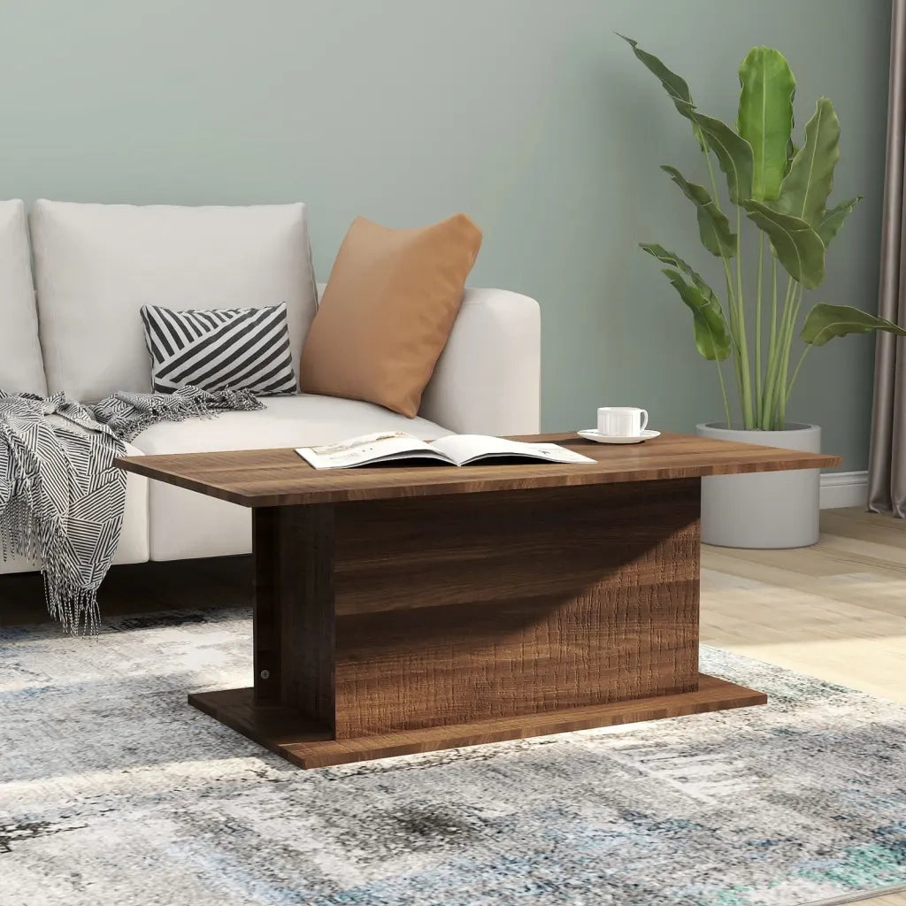 Tavolino da Salotto-Tavolino da soggiorno-Tavolo Rovere Marrone 102x55,5x40 cm in Truciolato