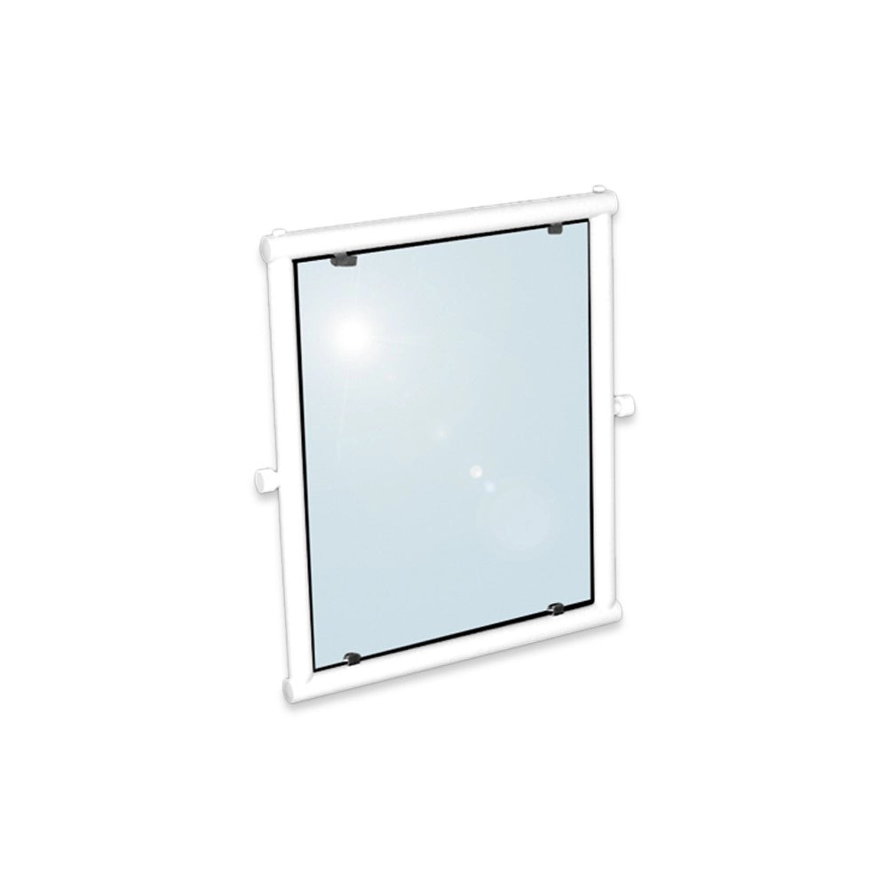 Specchio fisso da 63x54 in alluminio rivestito in nylon bianco