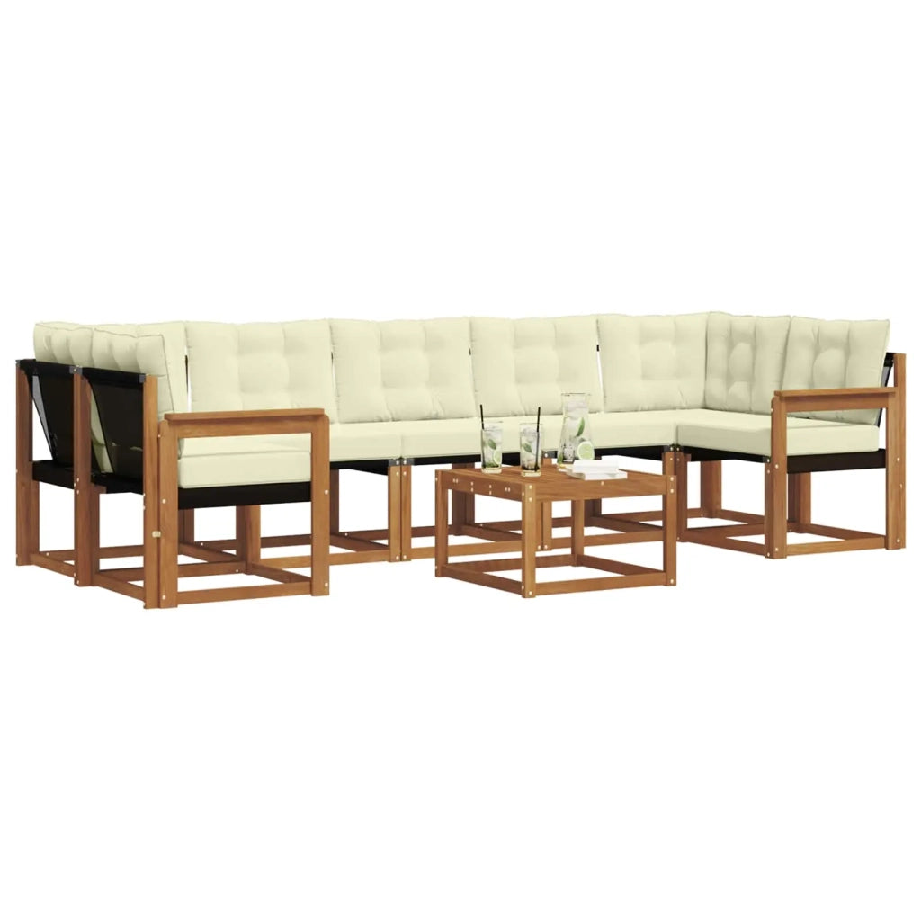 Set di divani da esterno con cuscino 8 pcs Naturale e Crema