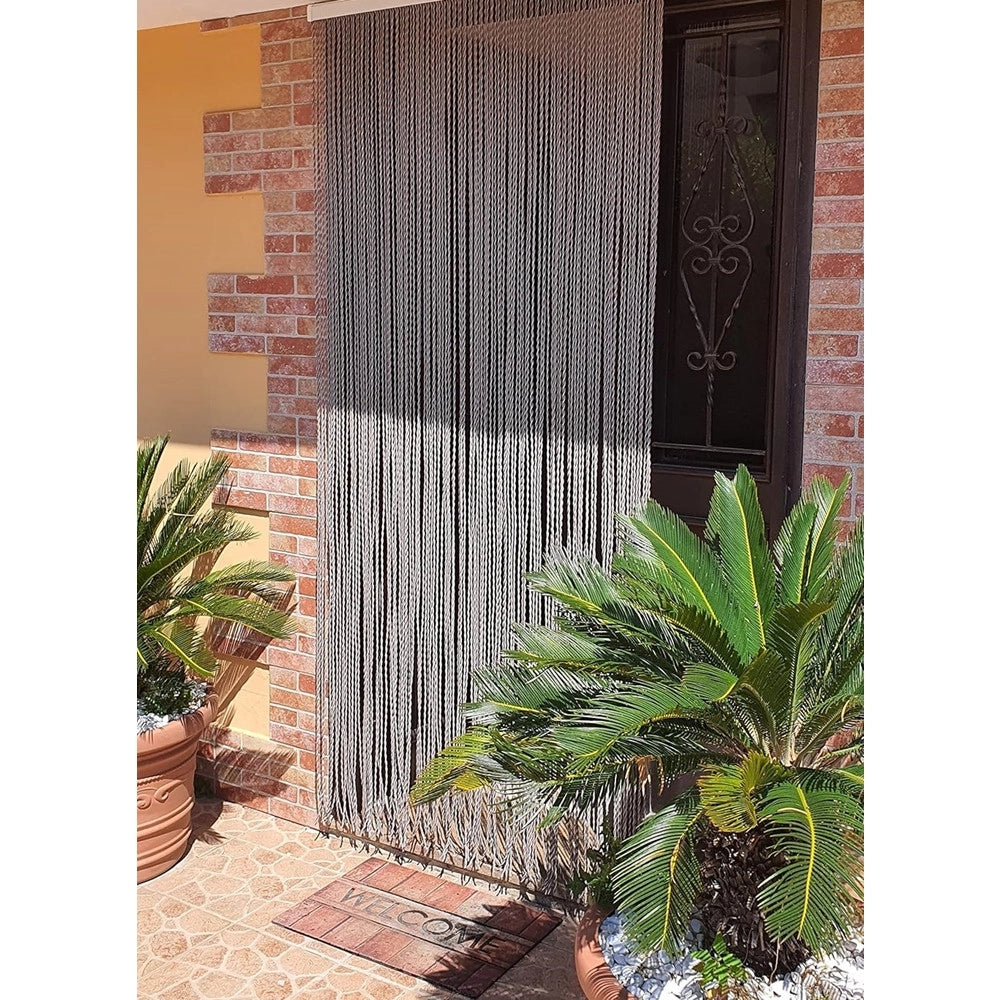 Trade Shop - Tenda Moschiera Antimosche A Fili Torciglione In Gomma Grigia 120x230 Cm Tpl88 025479 -