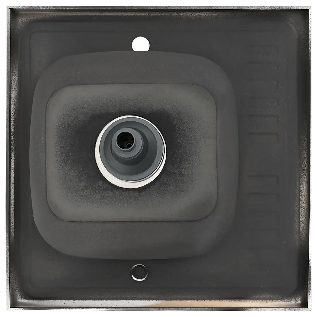Lavello da Cucina con Scarico Argento 600x600x155 mm Acciaio 147231