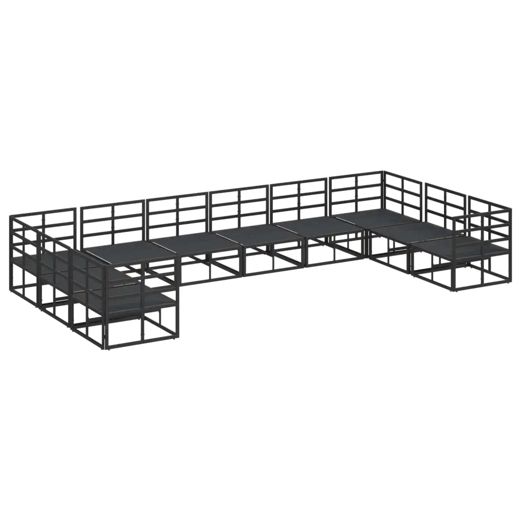 Set Divano da Giardino con cuscino 10 pcs Nero Alluminio 3378906
