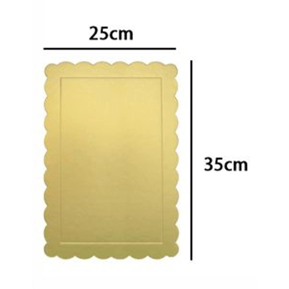 Trade Shop - Set 2pz Base Per Torta Rettangolare Piatto Sottotorta Dorato 25x35cm Con Bordino 31156 -