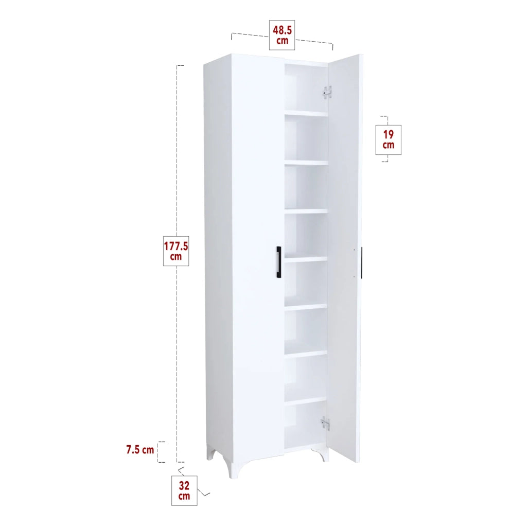 Mobiletto portaoggetti con 8 ripiani 178 x 49 x 32 cm bianco 03_0008927
