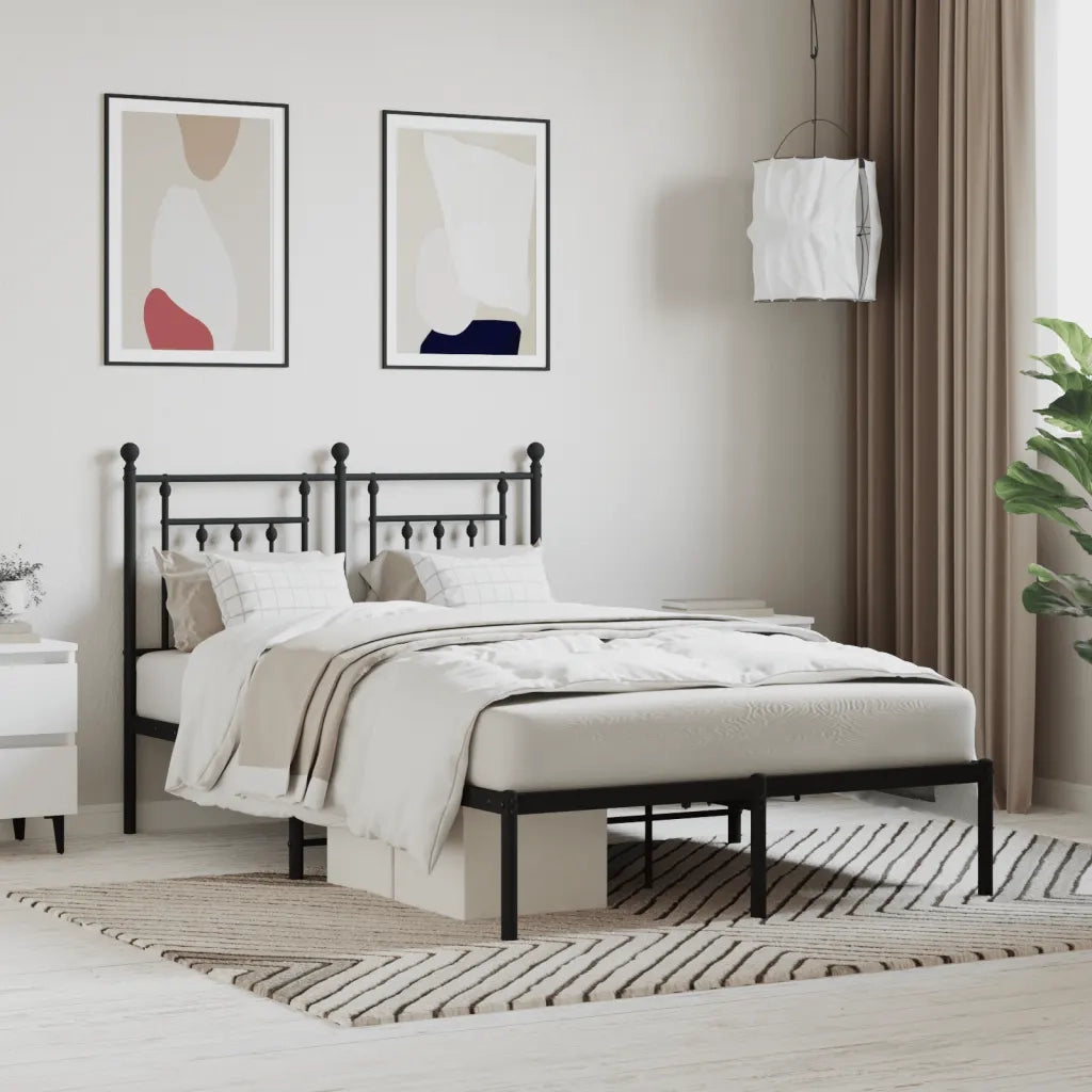 Giroletto con Testiera-Struttura Letto con testiera in Metallo Nero 120x200 cm 808621