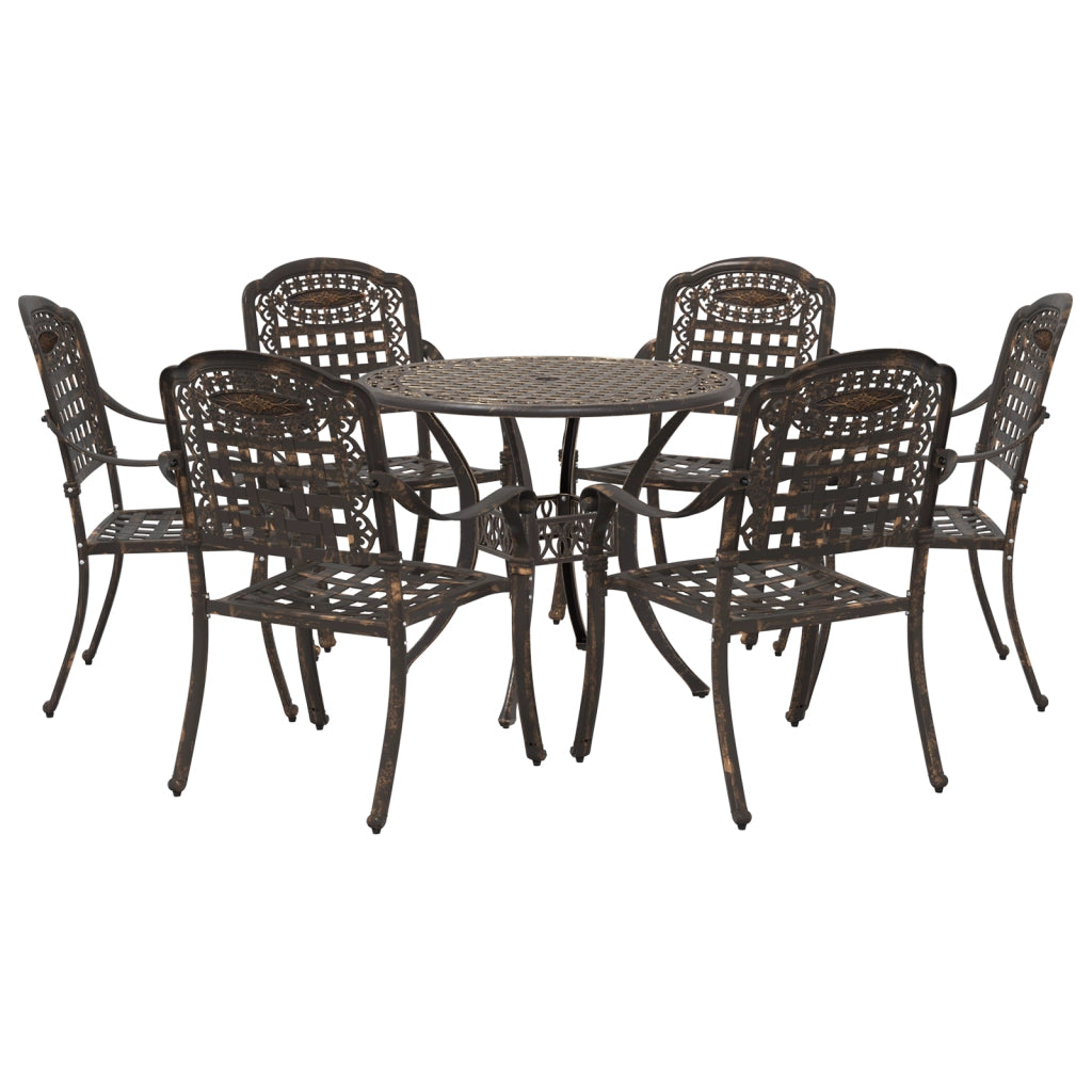 Set da giardino in alluminio bronzeo da 7 pezzi