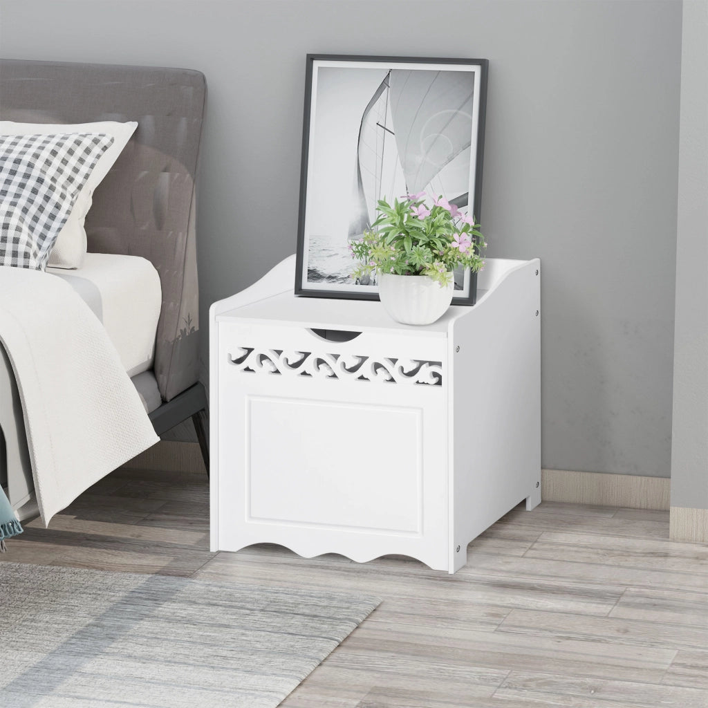 Mobiletto da Bagno in Legno con Vano Contenitore. 55x34x58 cm. Bianco