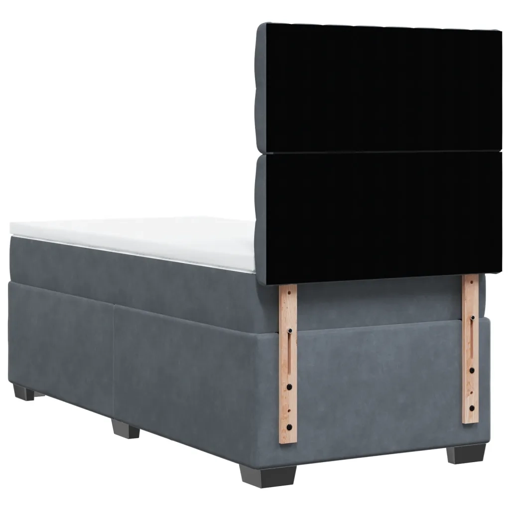 Giroletto a Molle con Materasso Grigio Scuro 100x200 cm Velluto