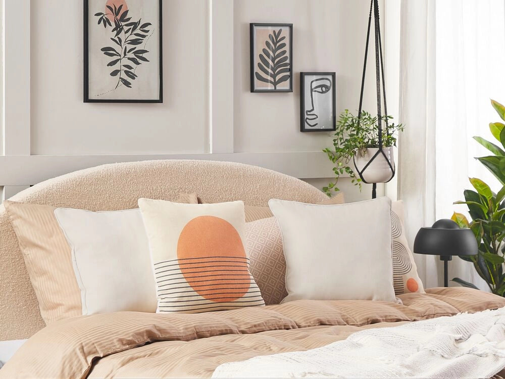 Set di 2 cuscini in tessuto bianco misto cotone e poliestere 45 x 45 cm decorativo morbido accessorio per la casa tinta unita
