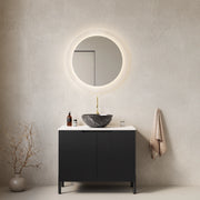 Mobile da Bagno con Lavabo e Ante ¨C MINIMAL ¨C Nero, Pietra Sinterizzata Carrara, 76 cm