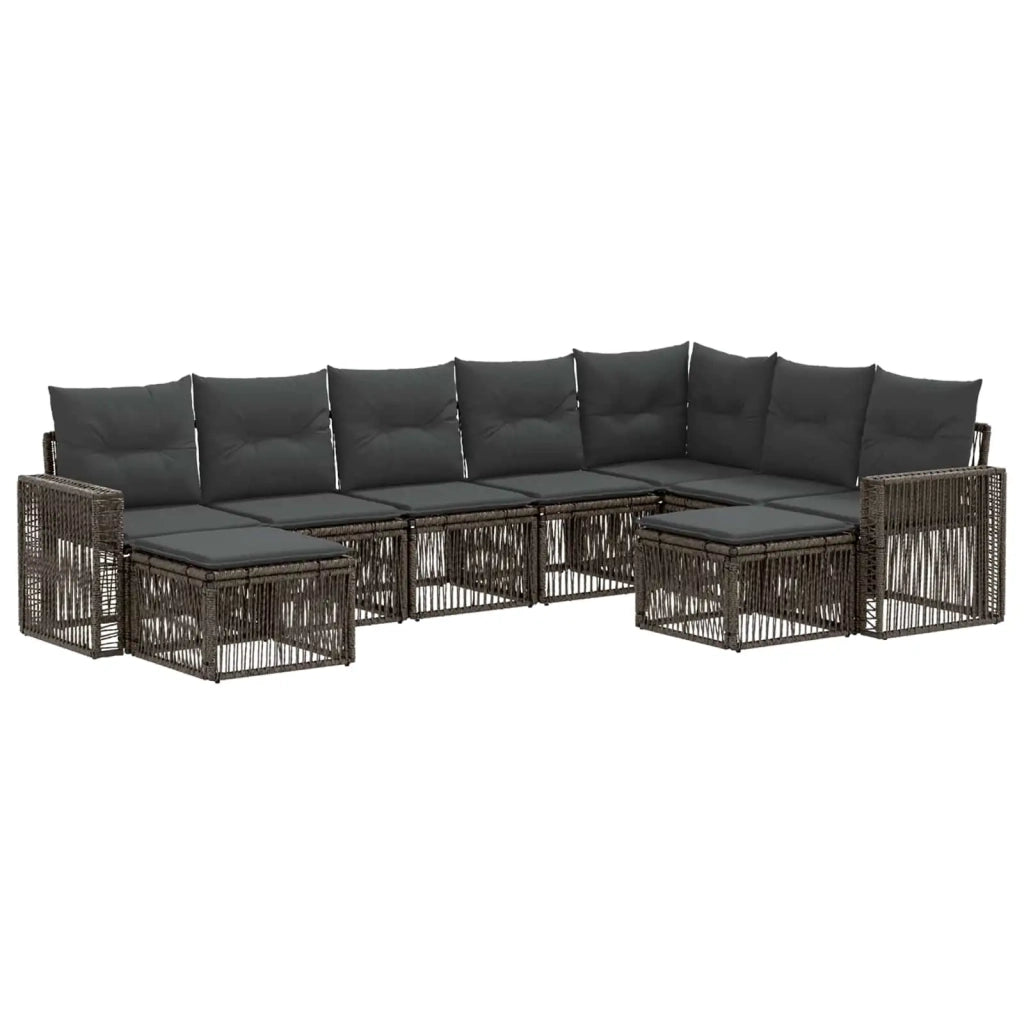 Set Divano da Giardino 9 pcs Grigio e Grigio Scuro polyrattan 3435311