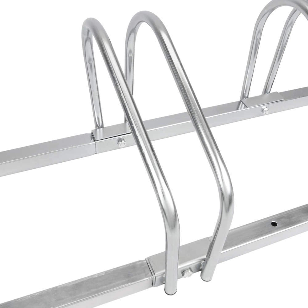 Rastrelliera Parcheggio Bici 6 Posti in Acciaio 33x27x162 cm Silver