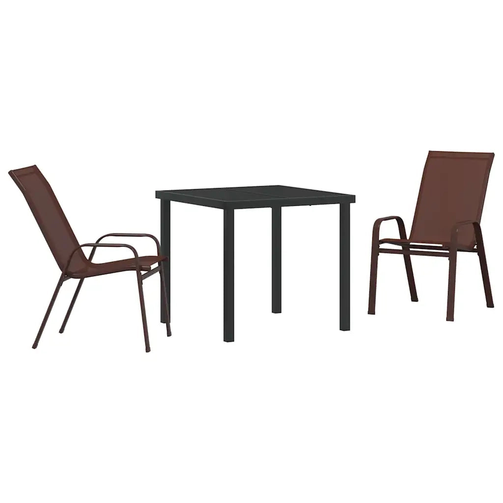 Set da Pranzo per Giardino 3 pcs Marrone e Nero
