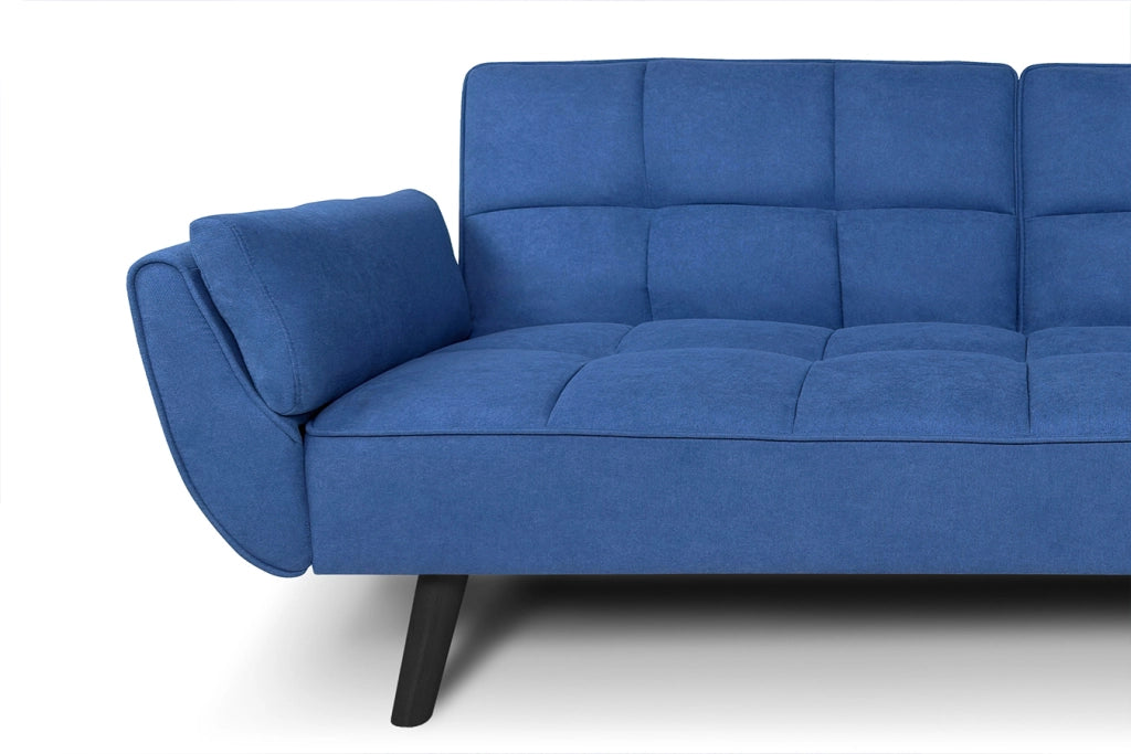 Divano letto clic clac in tessuto vellutato blu piede nero - divano 3 posti - Ambra - DL-AM07FBC-PLN