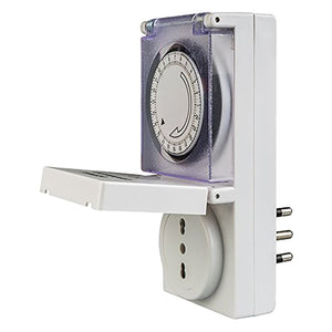 PROGRAMMATORE DA ESTERNO GIORNALIERO PRESA TEMPORIZZATA spina + presa 16A bianco PROXE