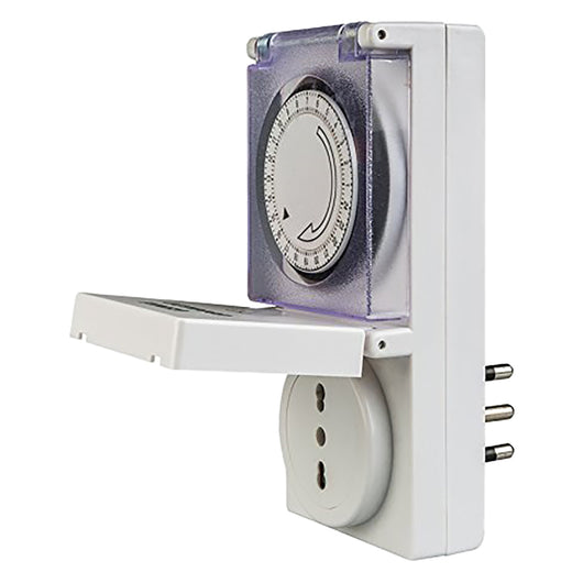 PROGRAMMATORE DA ESTERNO GIORNALIERO PRESA TEMPORIZZATA spina + presa 16A bianco PROXE