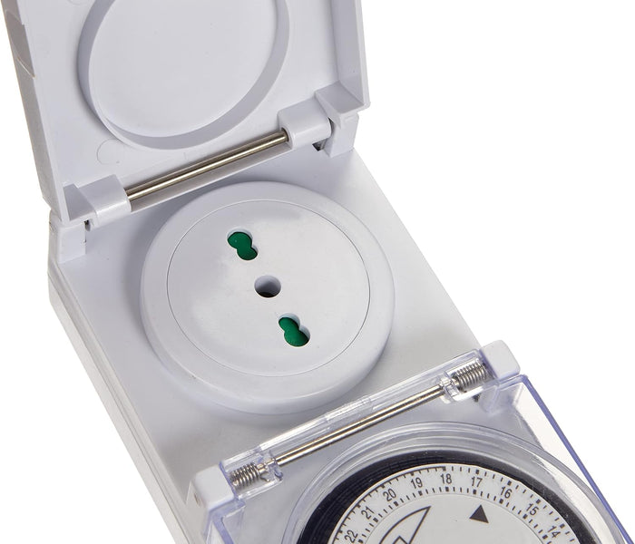 PROGRAMMATORE DA ESTERNO GIORNALIERO PRESA TEMPORIZZATA spina + presa 16A bianco PROXE