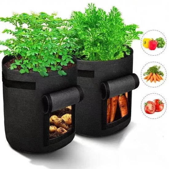 Set di contenitori per piante di patate 3-in-1 - capacità di 40 litri - con finestra di osservazione e apertura per etichetta - permeabile all'acqua - adatto per uso interno ed esterno