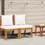 Divano Centrale Modulare con Cuscini Crema in Massello Acacia 311842