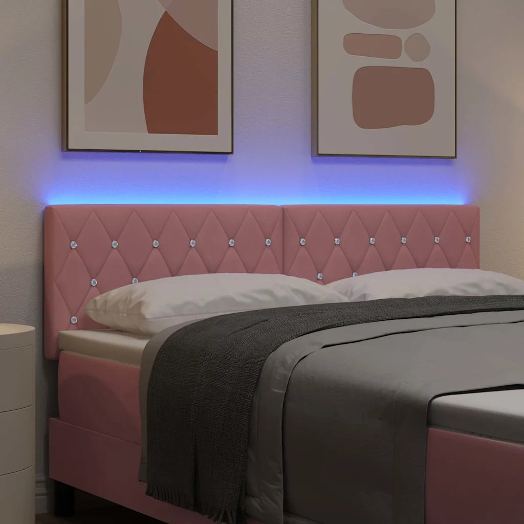 Testiera LED con strisce LED con testiera Rosa 144 cm Velluto 3338064