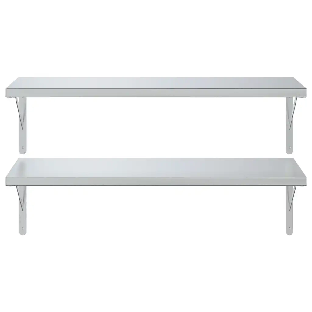 vidaXL Mensole a Muro 2 pz 100x40 cm Argento in Acciaio Inossidabile