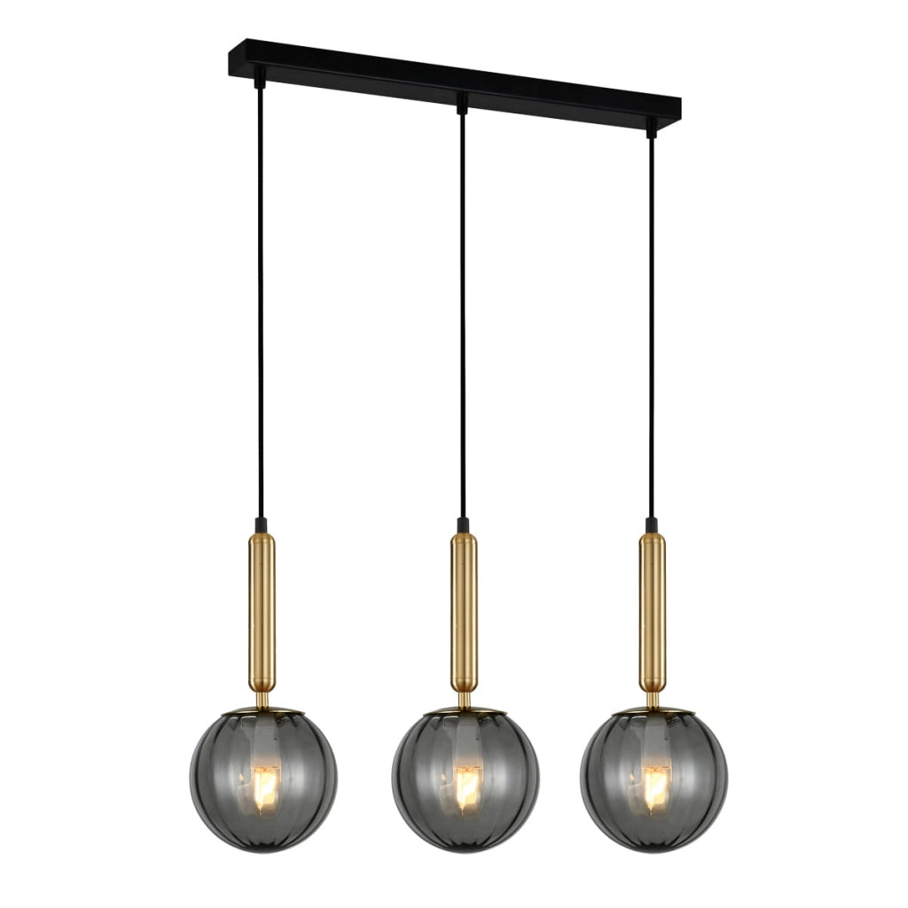 Lampadario Italux Ravena moderno ottone fumé nero 3xE27