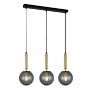 Lampadario Italux Ravena moderno ottone fumé nero 3xE27