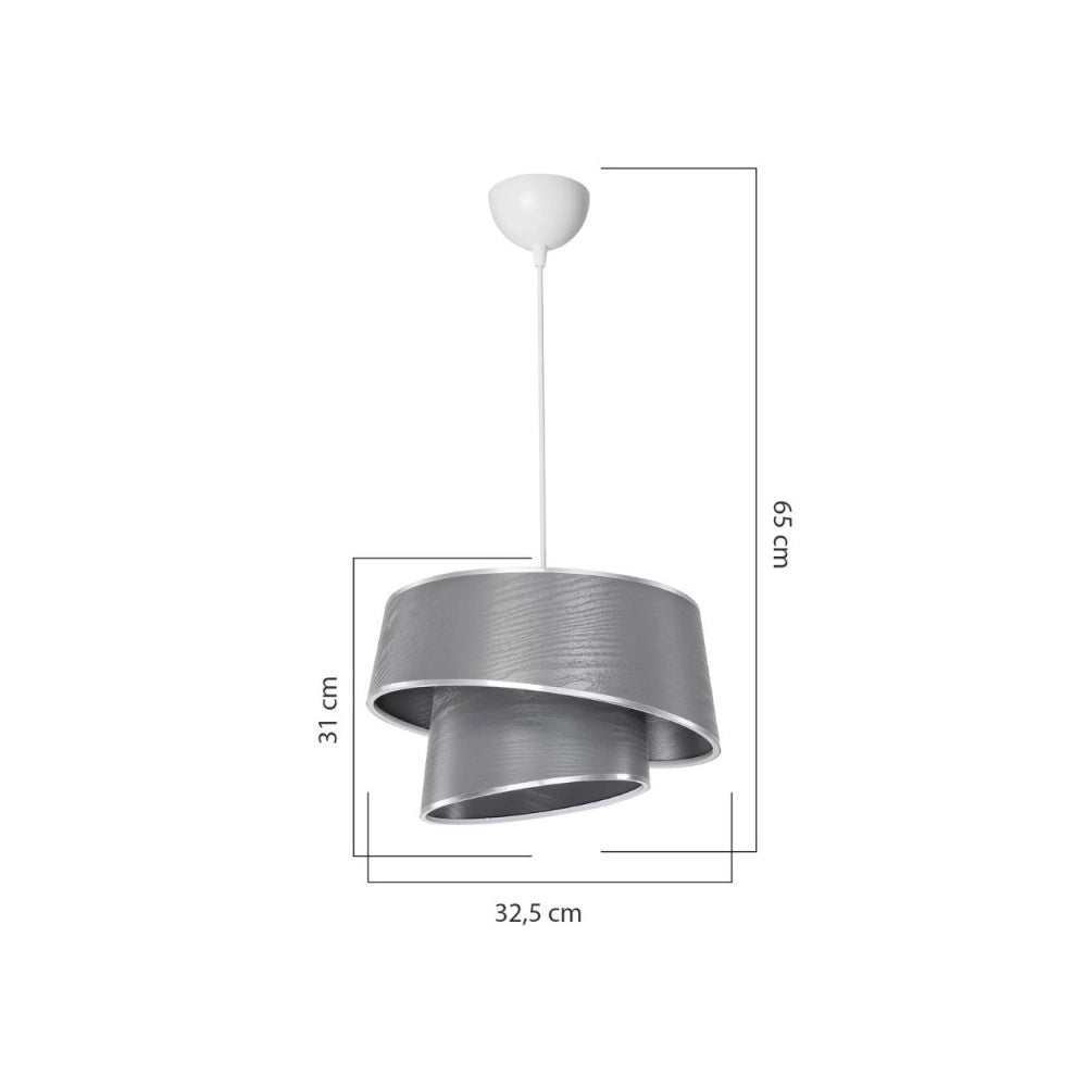 Lampada a sospensione con paralume grigio effetto legno Lima MDL5132
