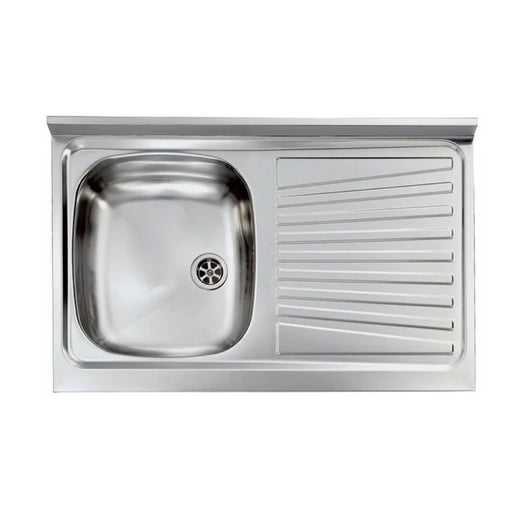 LAVELLO CUCINA DA APPOGGIO IN ACCIAIO INOX 1 VASCA CON GOCCIOLATOIO MODELLO MONDIAL - CM.90x50 VASCA SINISTRA - PROFONDITÀ 15 CM  - HID