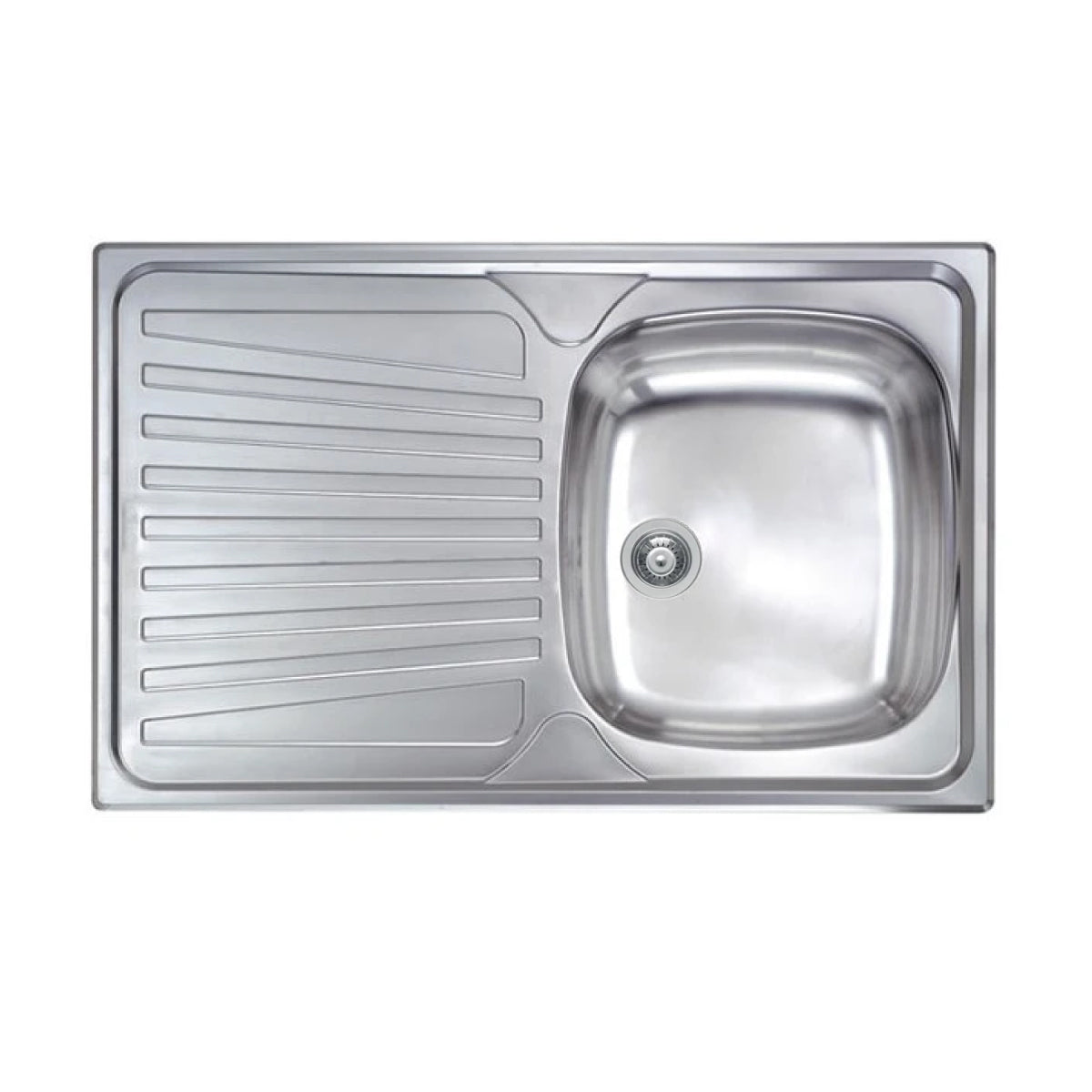 LAVELLO CUCINA DA INCASSO IN ACCIAIO INOX 1 VASCA CON GOCCIOLATOIO MODELLO MONDIAL - CM.86x50 VASCA DESTRA - PROFONDITÀ VASCA: 15 CM  - HID