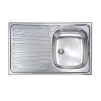 LAVELLO CUCINA DA INCASSO IN ACCIAIO INOX 1 VASCA CON GOCCIOLATOIO MODELLO MONDIAL - CM.86x50 VASCA DESTRA - PROFONDITÀ VASCA: 15 CM  - HID