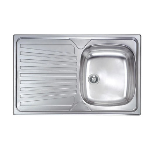 LAVELLO CUCINA DA INCASSO IN ACCIAIO INOX 1 VASCA CON GOCCIOLATOIO MODELLO MONDIAL - CM.86x50 VASCA DESTRA - PROFONDITÀ VASCA: 15 CM  - HID