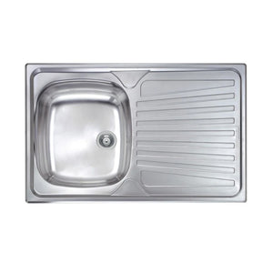 LAVELLO CUCINA DA INCASSO IN ACCIAIO INOX 1 VASCA CON GOCCIOLATOIO MODELLO MONDIAL - CM.86x50 VASCA SINISTRA - PROFONDITÀ VASCA: 15 CM  - HID