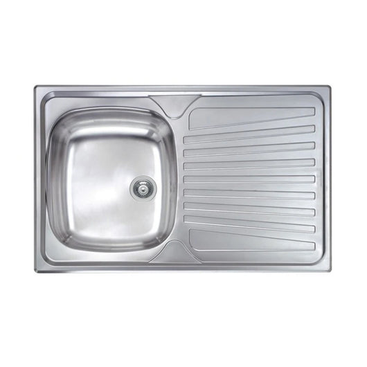 LAVELLO CUCINA DA INCASSO IN ACCIAIO INOX 1 VASCA CON GOCCIOLATOIO MODELLO MONDIAL - CM.86x50 VASCA SINISTRA - PROFONDITÀ VASCA: 15 CM  - HID