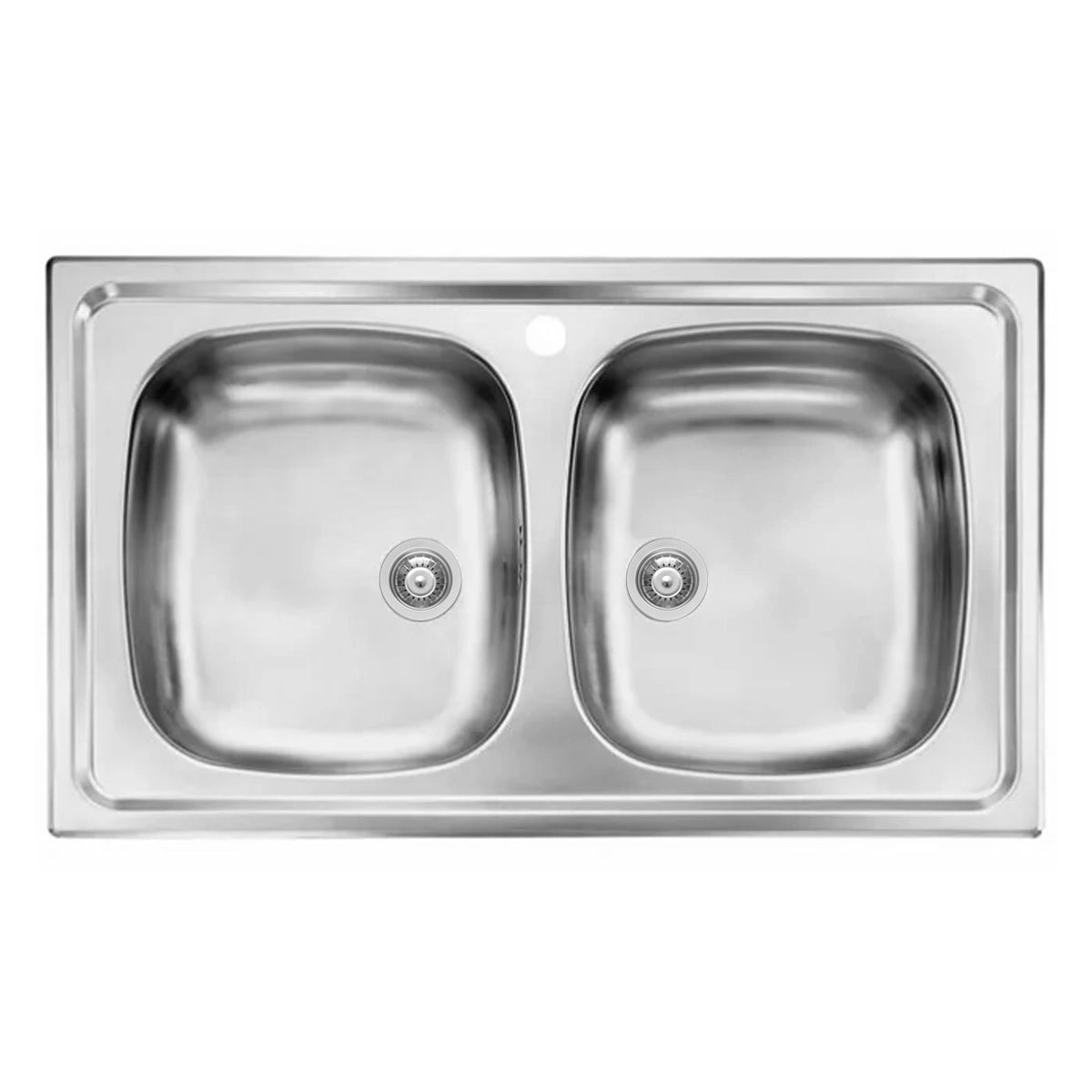 LAVELLO DA INCASSO IN ACCIAIO INOX 2 VASCHE MODELLO MONDIAL - CM.86x50 PROFONDITÀ VASCA: 15 CM  - HID