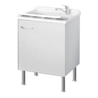 MOBILE LAVATOIO IN BILAMINATO BIANCO AD 1 ANTA CON VASCA - L= 45 CM P= 60 CM H= 85 CM  UN ANTA