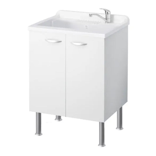 MOBILE LAVATOIO IN BILAMINATO BIANCO A 2 ANTE CON VASCA - L= 60 CM P= 50 CM H= 85CM  DUE ANTE  - CER