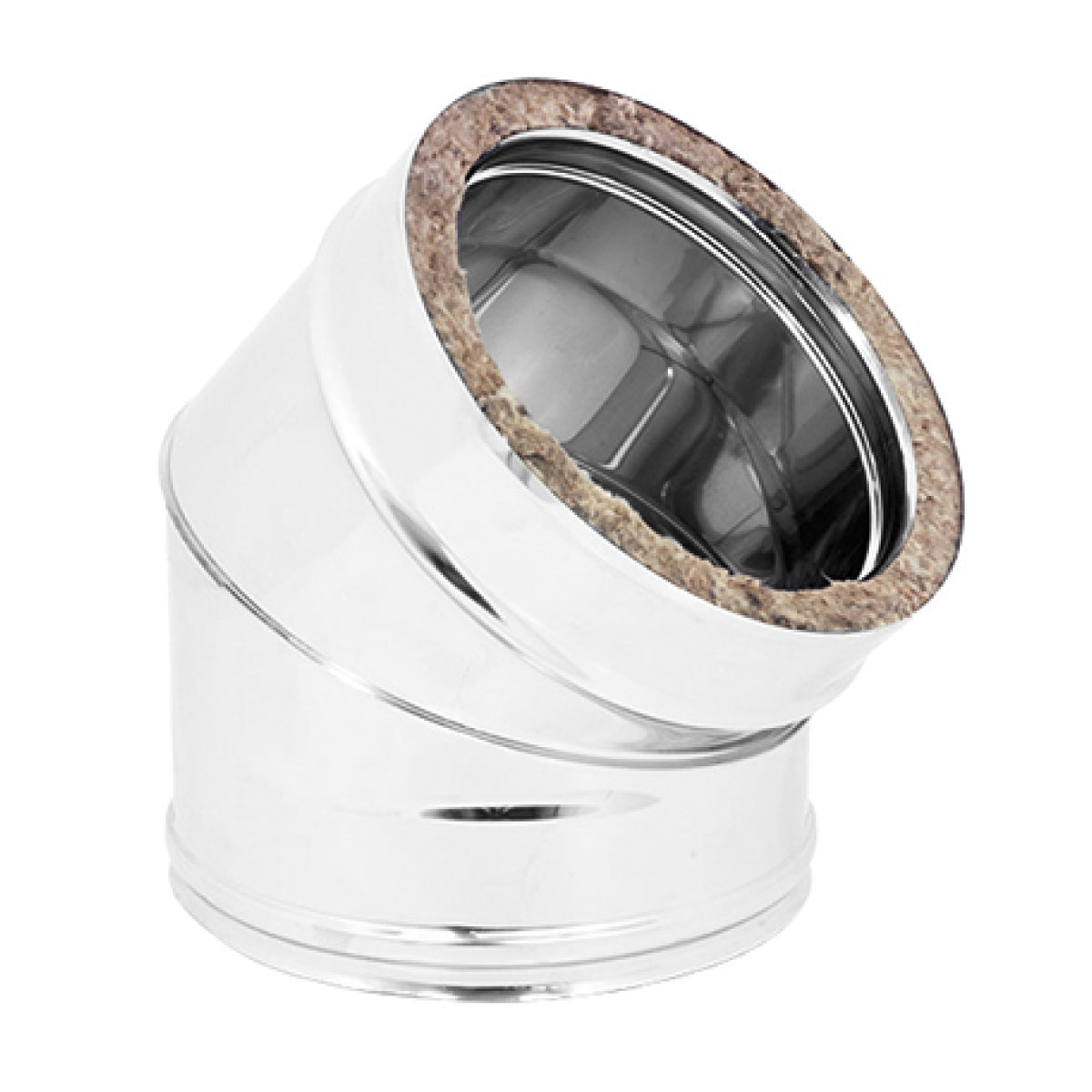 CURVA 45  ° DOPPIA PARETE ACCIAIO INOX AISI 316 PARTE INTERNA AISI 304 PARTE ESTERNA -  EE ¸200 INTERNO -  EE ¸250 ESTERNO - SP. 05 MM  - EUF