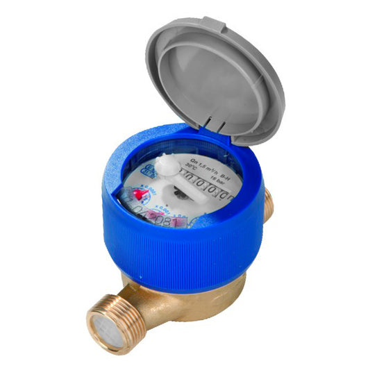 CONTATORE ACQUA LETTURA DIRETTA QUADRANTE ASCIUTTO CON RACCORDI IN OTTONE MODELLO USF - 3/4 - PORTATA PERMANENTE 40 M  ³/H  - GIO