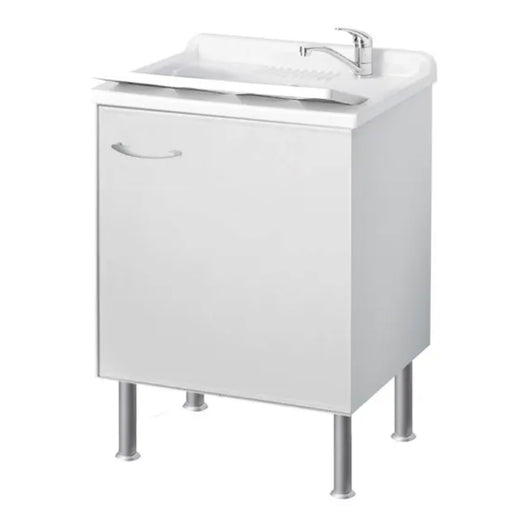 MOBILE LAVATOIO IN BILAMINATO BIANCO AD 1 ANTA CON VASCA - L= 50 CM P= 50 CM H= 85 CM  UN ANTA  - CER