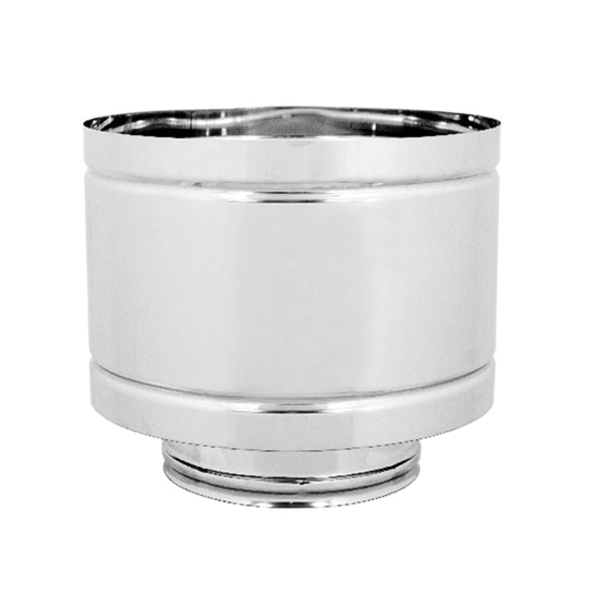 CAPPELLO ANTIVENTO DOPPIA PARETE ACCIAIO INOX AISI 316 PARTE INTERNA AISI 304 PARTE ESTERNA - ø80 INTERNO - ø130 ESTERNO - SP. 0,5 MM  - EUF