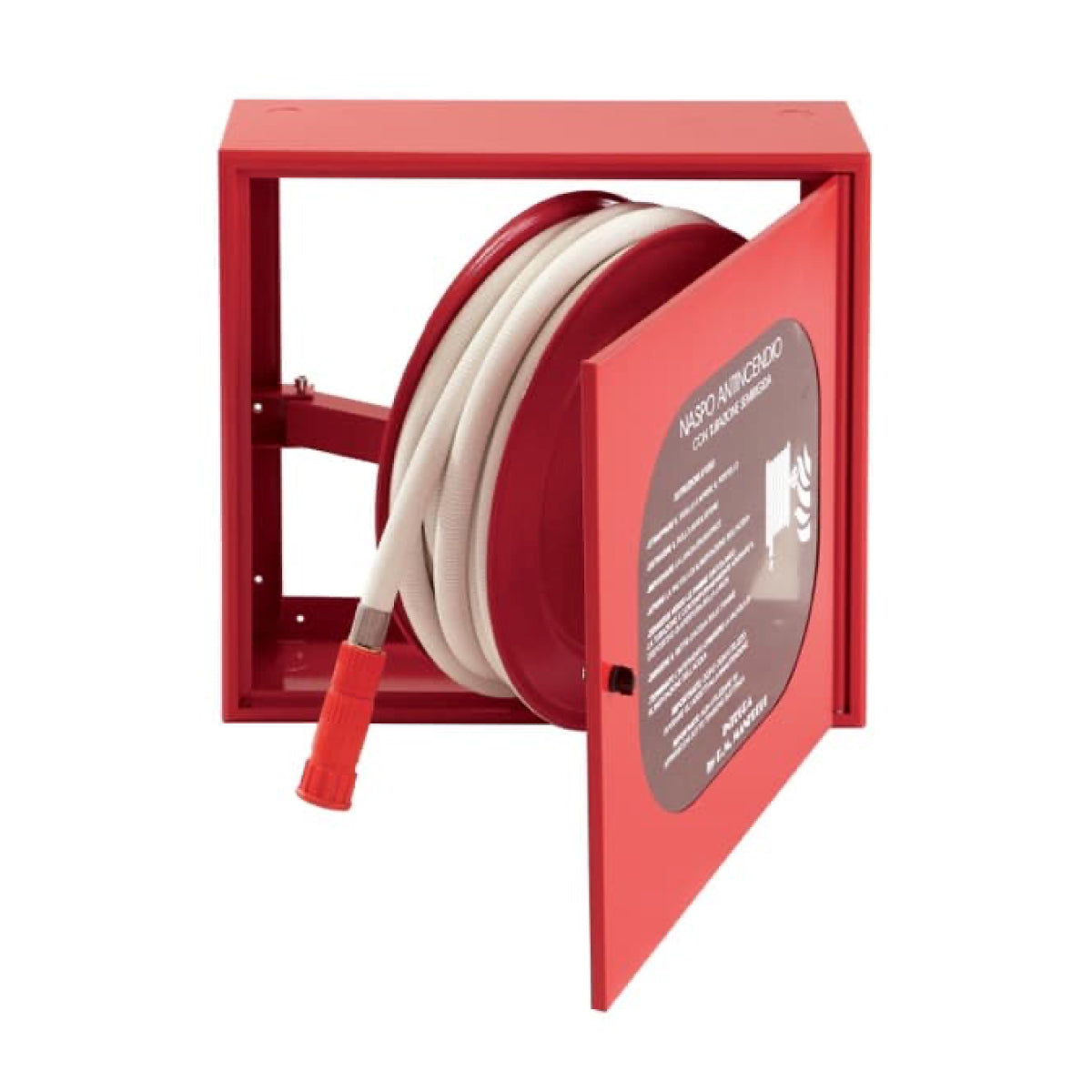 CASSETTA NASPO UNI25 A PARETE  VERNICIATA ROSSA SERIE AIRONE EVO - 25 MT  - MAF