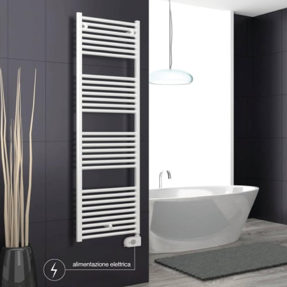 RADIATORE TERMOARREDO SCALDASALVIETTE ELETTRICO BIANCO CON TUBOLARI Ø22MM  MODELLO LISA - MM 700X500 WATT 400  - COR