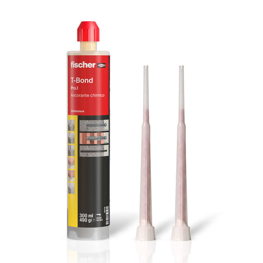 ANCORANTE CHIMICO VINILESTERE IBRIDO MODELLO T-BOND PRO.1 - 1 CARTUCCIA DA 300ML + 2 BECCUCCI MISCELANTI  - FIS