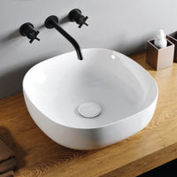 LAVABO DA APPOGGIO IN CERAMICA BIANCA MODELLO ZIP - 45X45 CM  - AZZ